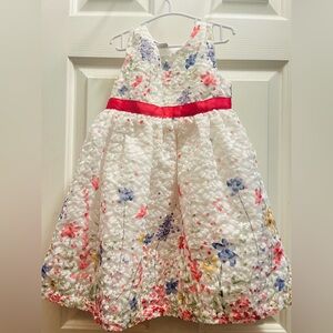 Floral Sleeveless Dress with Red Bow